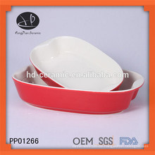 Rot glasierte keramische bakeware Platte, keramisches Backblech mit Farbe